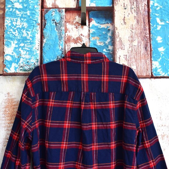 Men's Chaps Performance Button Up Plaid Flannel Shirt Long Sleeve XLARGE Red - Picture 7 of 11